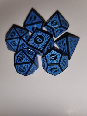 Blue Fantasy Polyhedral Dice Set for Tabletop RPGs